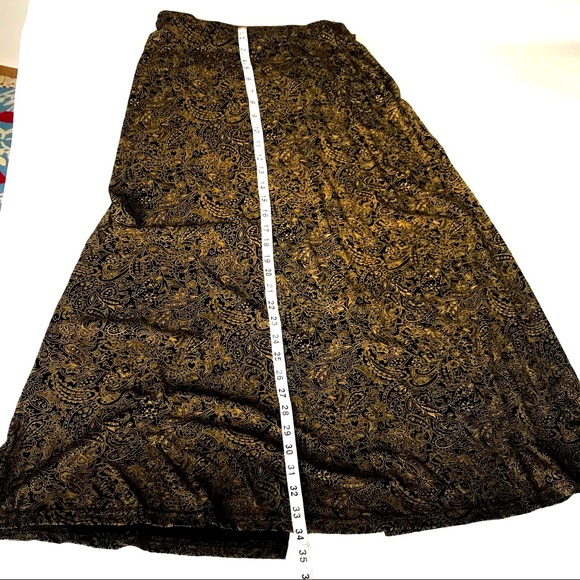 BRIGGE NEW YORK Long Skirt 90% nylon 10% spandex. Women Size M brown and yellows - Picture 2 of 7